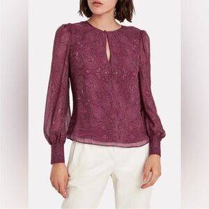 INTERMIX KIERA PAISLEY PRINT LONG SLEEVE SILK BLOUSE